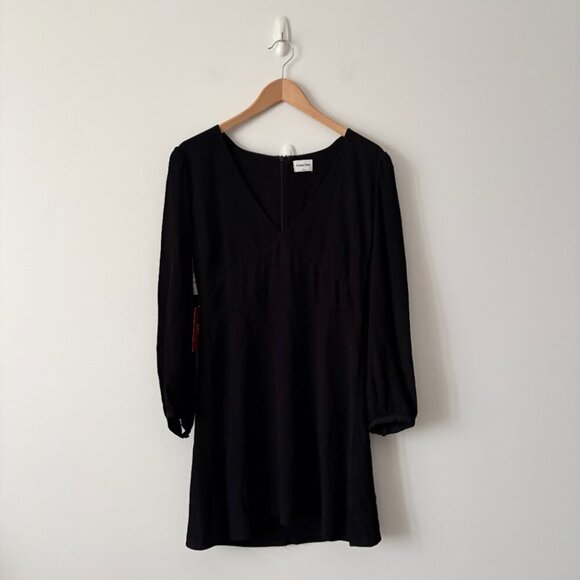 Aritzia Sunday Best Grayson Dress NWT Black Long Sleeves V-Neck Size 8 - Picture 4 of 7
